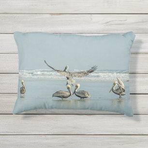 Pelicans Beach Océan Bleu Extérieur Accent Coussin