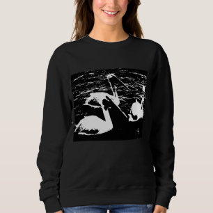 Pélicans blancs sur Sweatshirt noir
