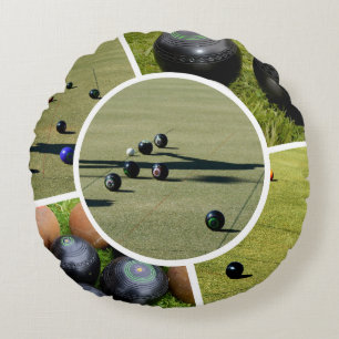 Pelouse Bowls Cinq Collage Photo, Coussin Rond