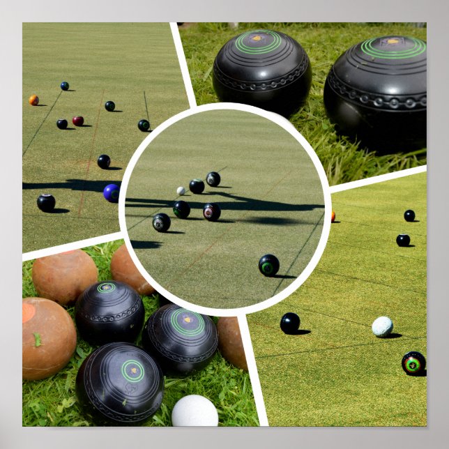 Pelouse Bowls Five Photo Collage, Poster (Devant)