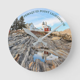 Pemaquié Point Lighthouse Maine Horloge murale