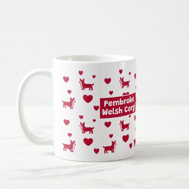 Pembroke Corgi gallois Mug Au Coeur Rouge (Gauche)