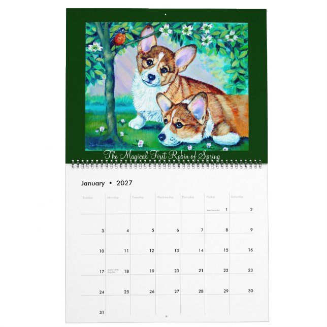 Pembroke Welsh Corgi Calendrier La magie de Corgis (Jan 2027)