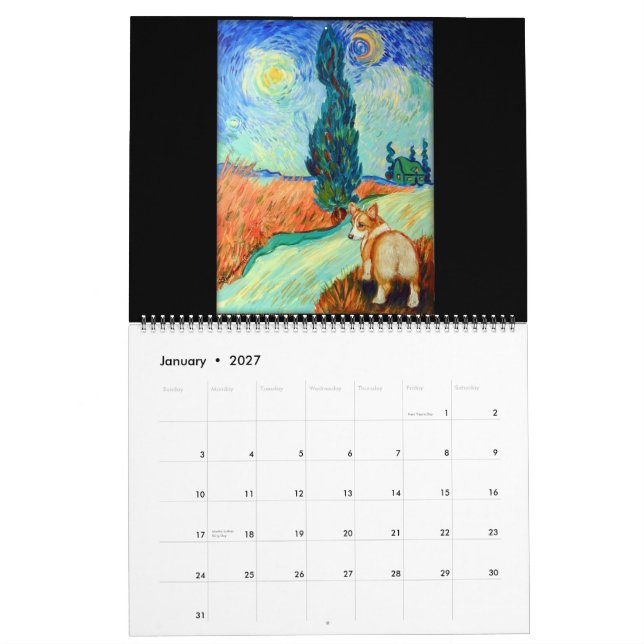 Pembroke Welsh Corgi Calendrier Masters Hommage (Jan 2027)