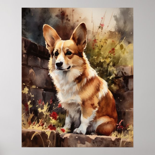 Pembroke Welsh Corgi Dog Art Imprimer Poster (Devant)