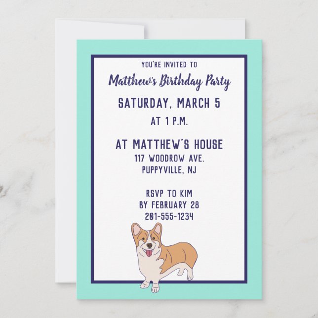 Pembroke Welsh Corgi Invitations du Parti Personna (Devant)