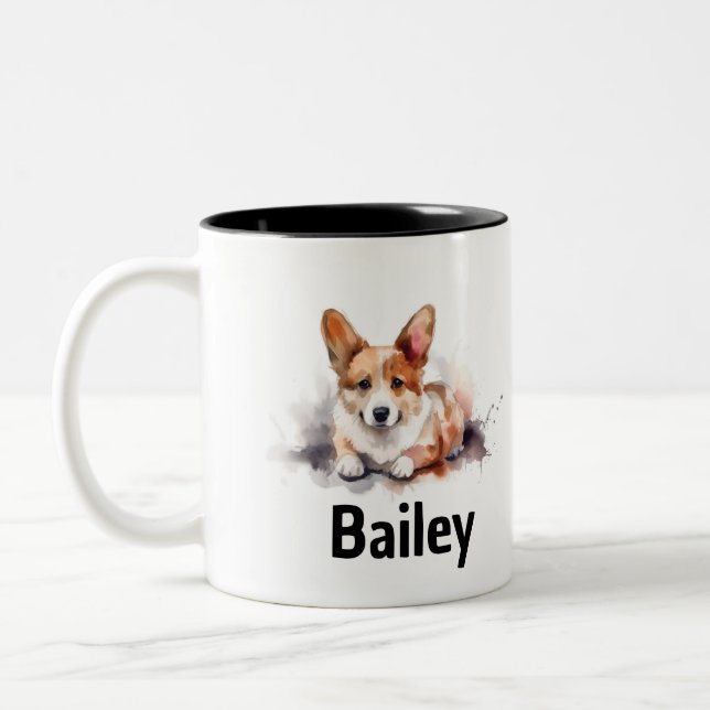 Pembroke Welsh Corgi Mug d'aquarelle (Gauche)