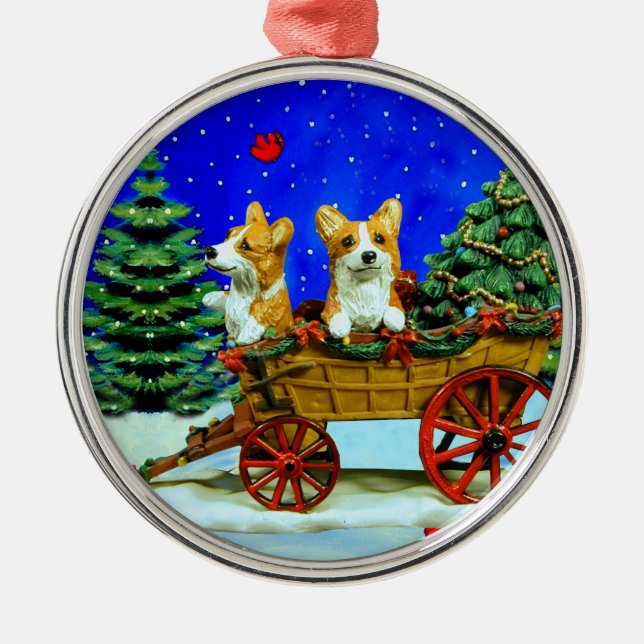 Pembroke Welsh Corgi Ornement Round Premium (Devant)