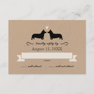 Pembroke Welsh Corgi Silhouettes Mariage RSVP