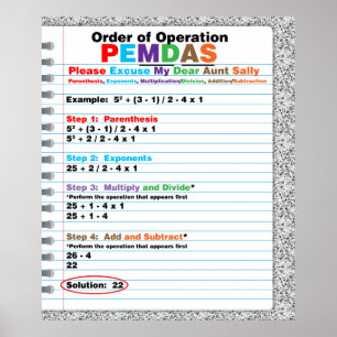 PEMDAS Order of Operations Poster