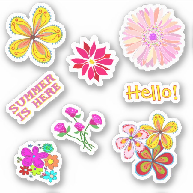 Pen Pal Floral Shaped Stickers Hand-drawn (Devant)