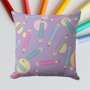 Pencil Party   Coussin Décoratif Lavande