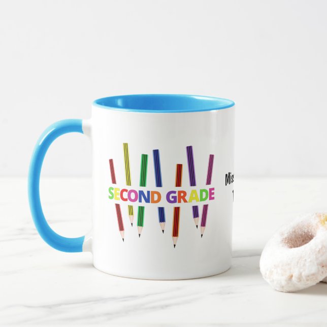 Pencils Mug d'enseignant personnalisable de deuxiè (Avec donut)
