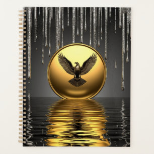 Pendentif Aigle Doré Ruisselant de Métal Liquide