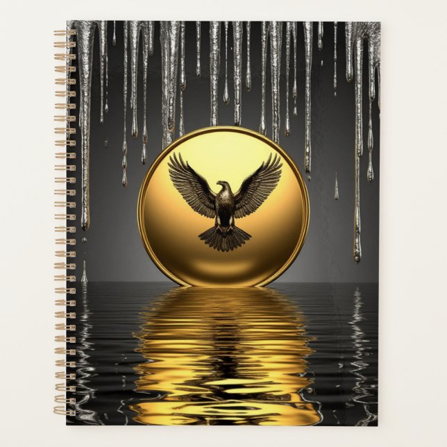 Pendentif Aigle Doré Ruisselant de Métal Liquide  (Devant)