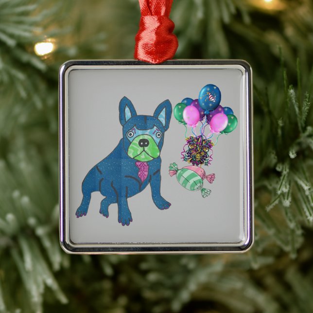 Pendentif Bouledogue Français Ornement Argenté (Arbre)