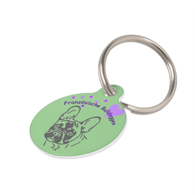 Pendentif collier Bouledogue Français médaille pou (Côté )