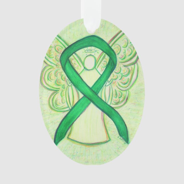 Pendentif de l'ornement de l'ange de ruban vert de (devant)