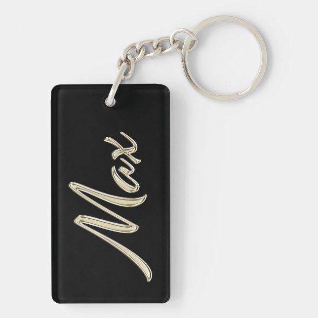 Pendentif porte-clés en or blanc Max Name (Dos)
