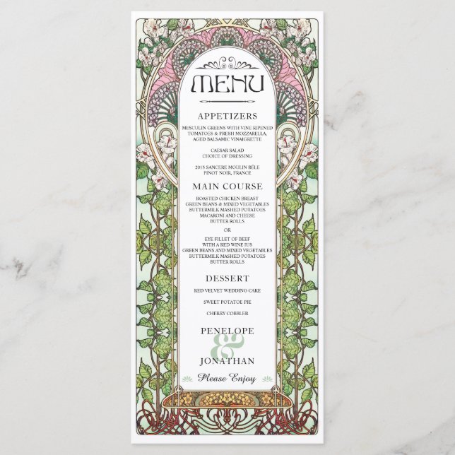 PENELOPE 01 A - Menu Mariage 1 (Devant)