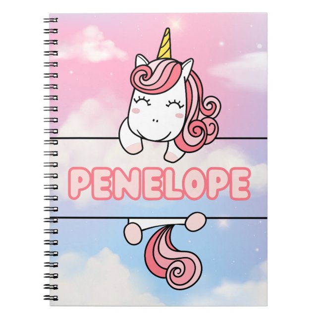 Penelope personnalisée Unicorn Girlie Carnet (Devant)