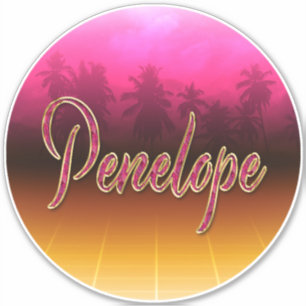Penelope prénom nom autocollant rose sticker