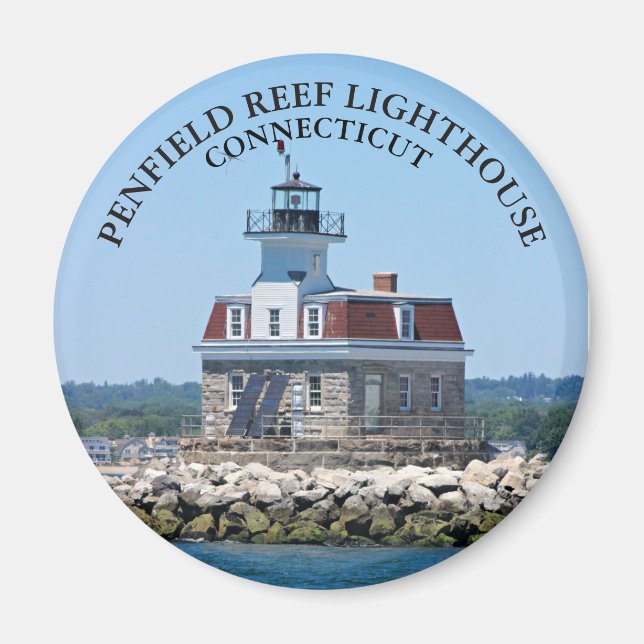 Pénfield Reef Lighthouse CT Round Magnet (Devant)