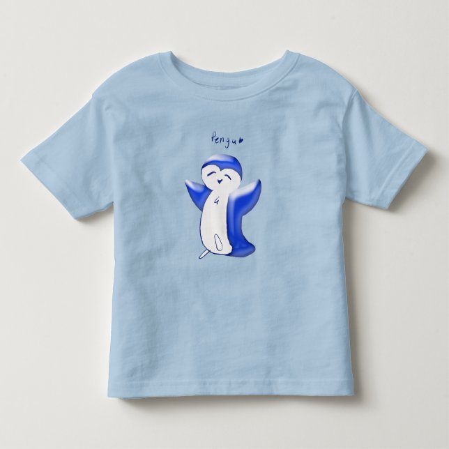 Pengu Happy Penguin (Bleu) Tshirt pour Tout-Petits (Devant)
