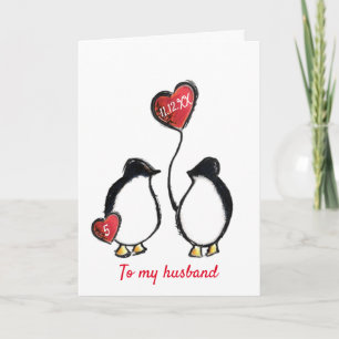 Penguin 5e mariage bois anniversaire carte mari