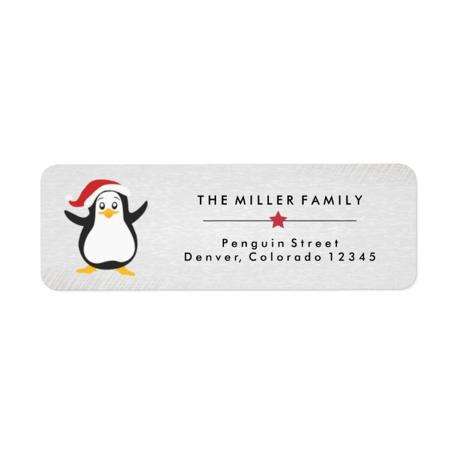 Penguin avec Noël Casquette Étiquettes de adresse  (Devant)