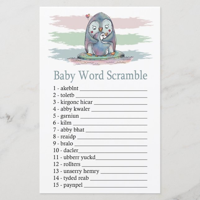 Penguin Baby jeu de brouillage de mots (Devant)