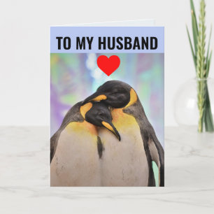 PENGUIN COUPLE MARI ANNIVERSAIRE Carte de voeux