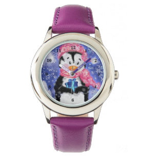 Penguin de Noël avec montre cadeau