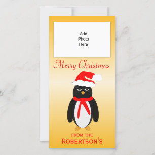 Penguin Design Carte photo de Noël personnalisée