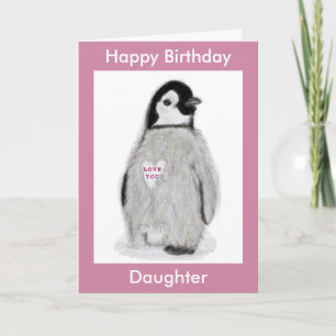 Penguin Heart carte d'anniversaire fille maman etc