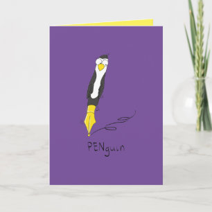 PENguin Ink Pen Penguin Carte de voeux amusante