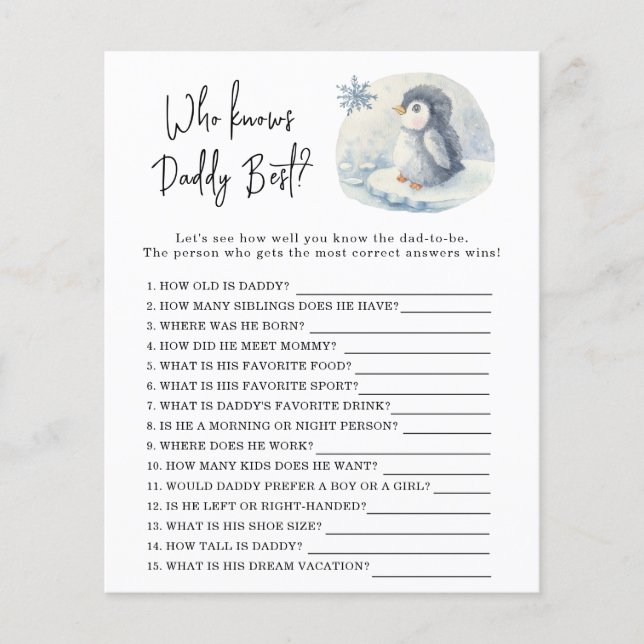 Penguin - Jeu Qui connaît le mieux papa (Devant)
