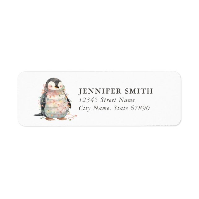 Penguin Noël Retourner l'adresse Étiquettes (Devant)