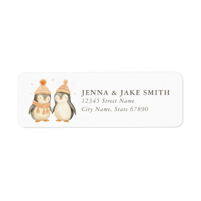 Penguin Noël Retourner l'adresse Étiquettes (Devant)