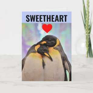 PENGUIN SWEETHEART COUPLE Carte de voeux Anniversa