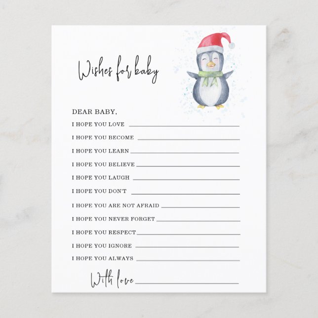 Penguin - voeux pour bébé (Devant)