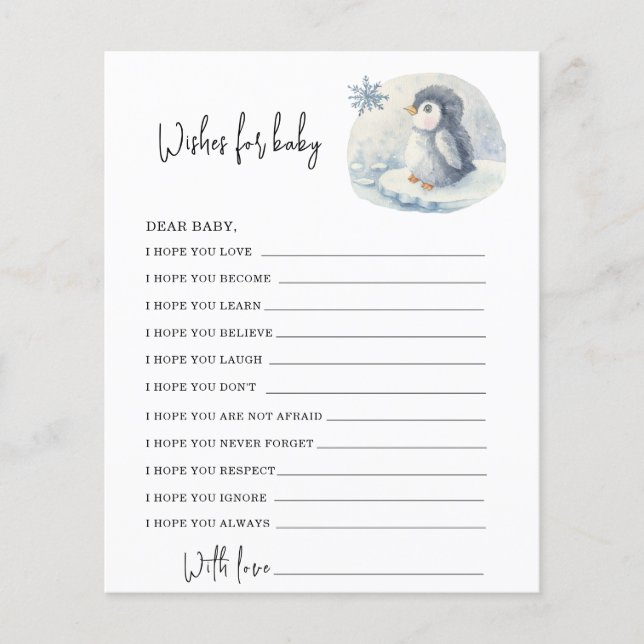 Penguin - voeux pour bébé (Devant)