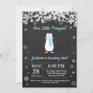 Penguin Winter Boy Invitation Anniversaire