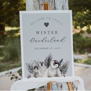 Penguin Winter Onederland Affiche de bienvenue d'a