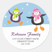 Penguins dans les stickers d'adresse de Noël de ne