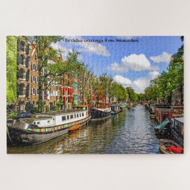 Péniches d'Amsterdam. Puzzle (Horizontal)