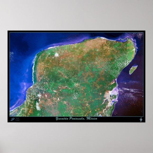 Péninsule du Yucatan, Mexique affiche satellite (Devant)