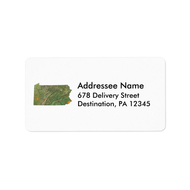 Pennsylvania Map Étiquette de adresse (Devant)