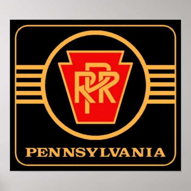 Pennsylvania Railroad Logo, Black & Gold Poster (Devant)
