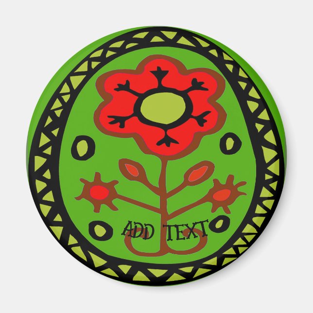 Pennsylvanie Dutch Hex Sign Red Flower Magnet (Devant)